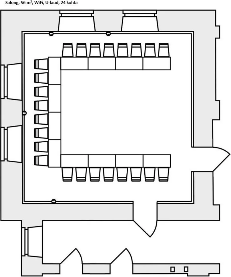 Salongi plaan — U-laud, 24 kohta